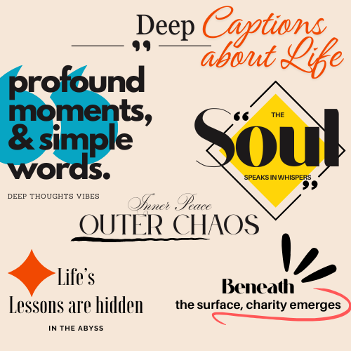 Deep Thoughts Captions Instragram Vlogger Logo in Pink Black Brown Organic Style (500 x 500 px)